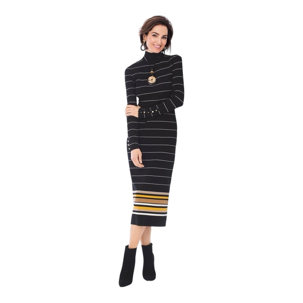 NWT Chico’s Black Label Stripe Multi Knit‎ Sweater Dress